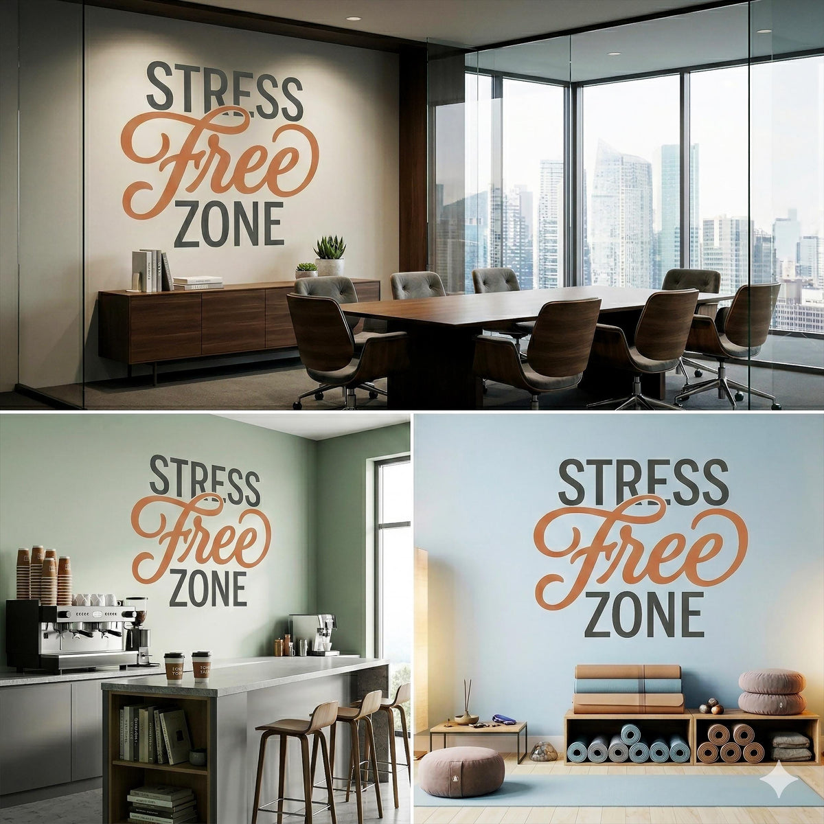 Alternate product view of Stress Free Zone Wall Decal.