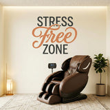 A wall decal that reads STRESS Free ZONE.