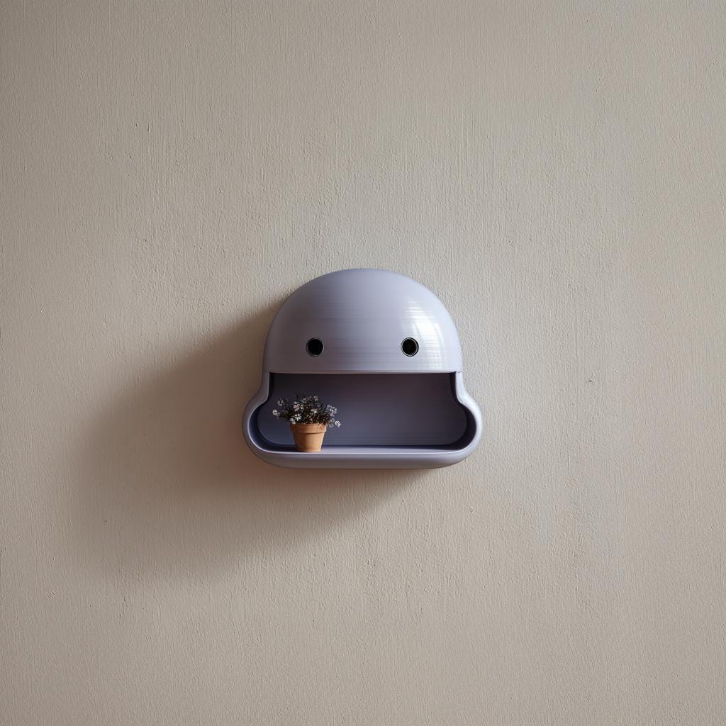 Product gallery view of 3D Printed Kawaii Face Wall Shelf.