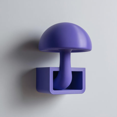 3D printed mushroom cubby wall shelf with open toadstool-shaped display niche