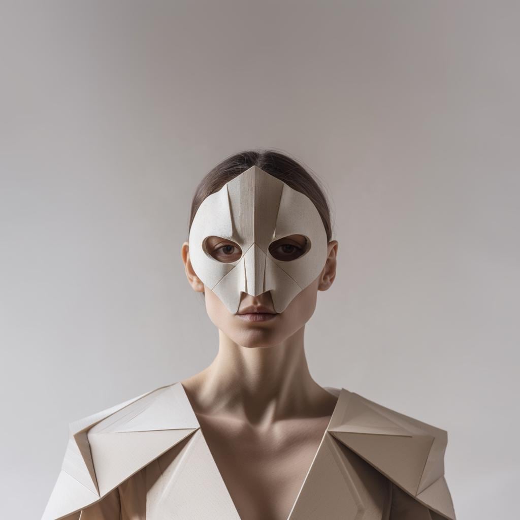 Additional product view of 3D Printed Geometric Half Face Mask.