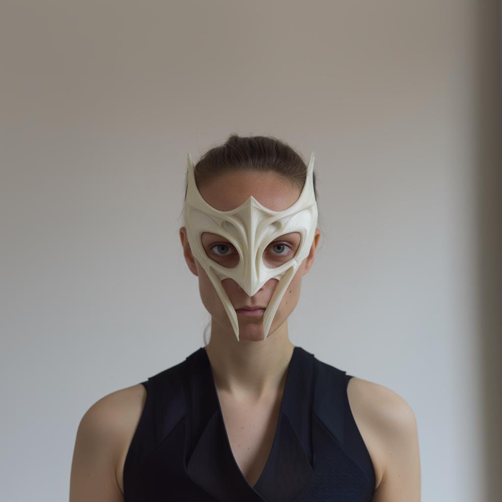 Additional product view of 3D Printed Winged Fantasy Face Mask.