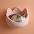 3D printed crown-shaped wall cat bed with open curved sleeping platform