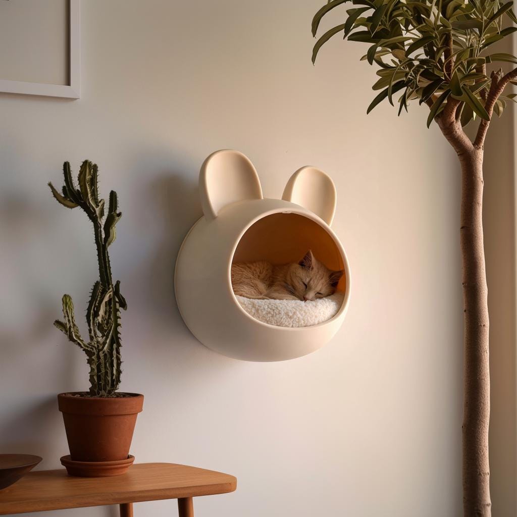 Alternate product view of 3D Printed Bunny Wall Cat Cave.