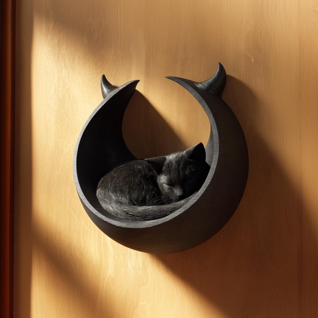 Additional product view of 3D Printed Crescent Moon Wall Cat Bed.