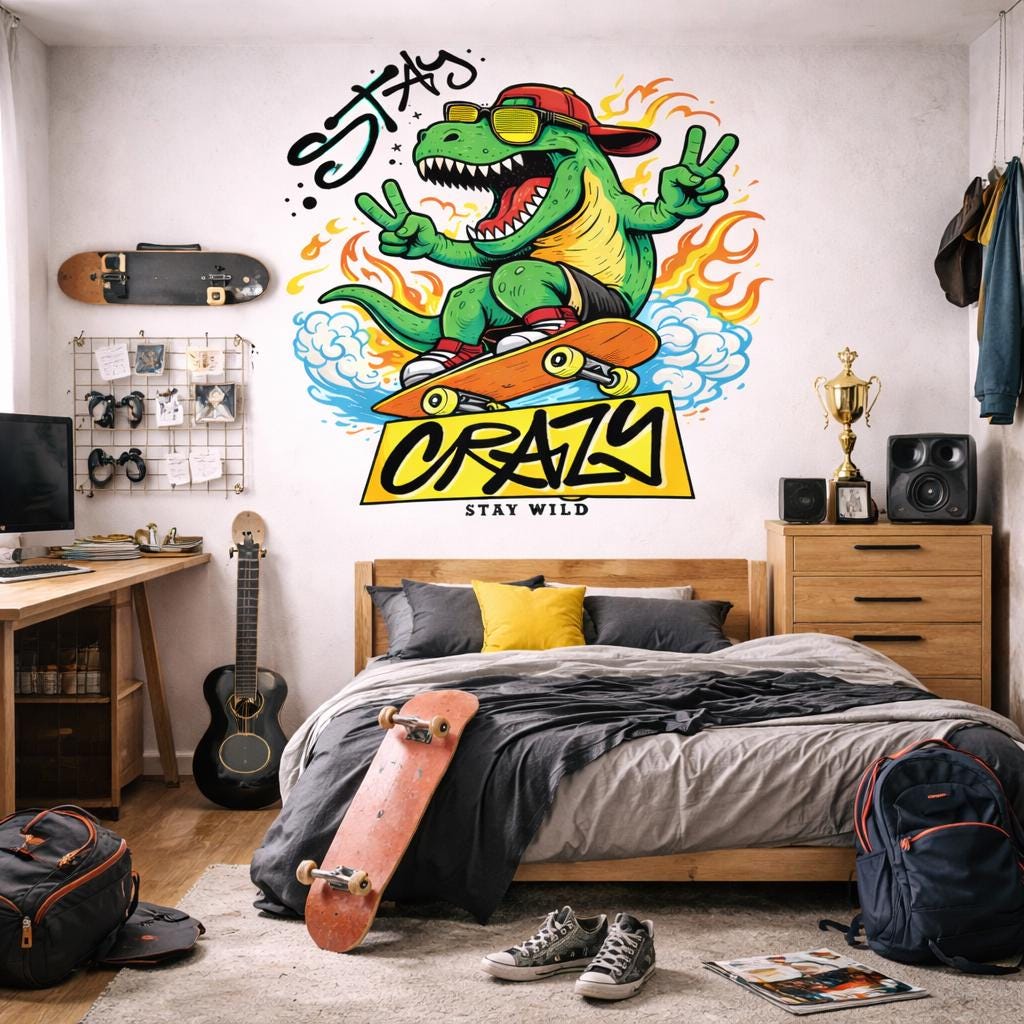Additional product view of Skateboarding T-Rex Decal.
