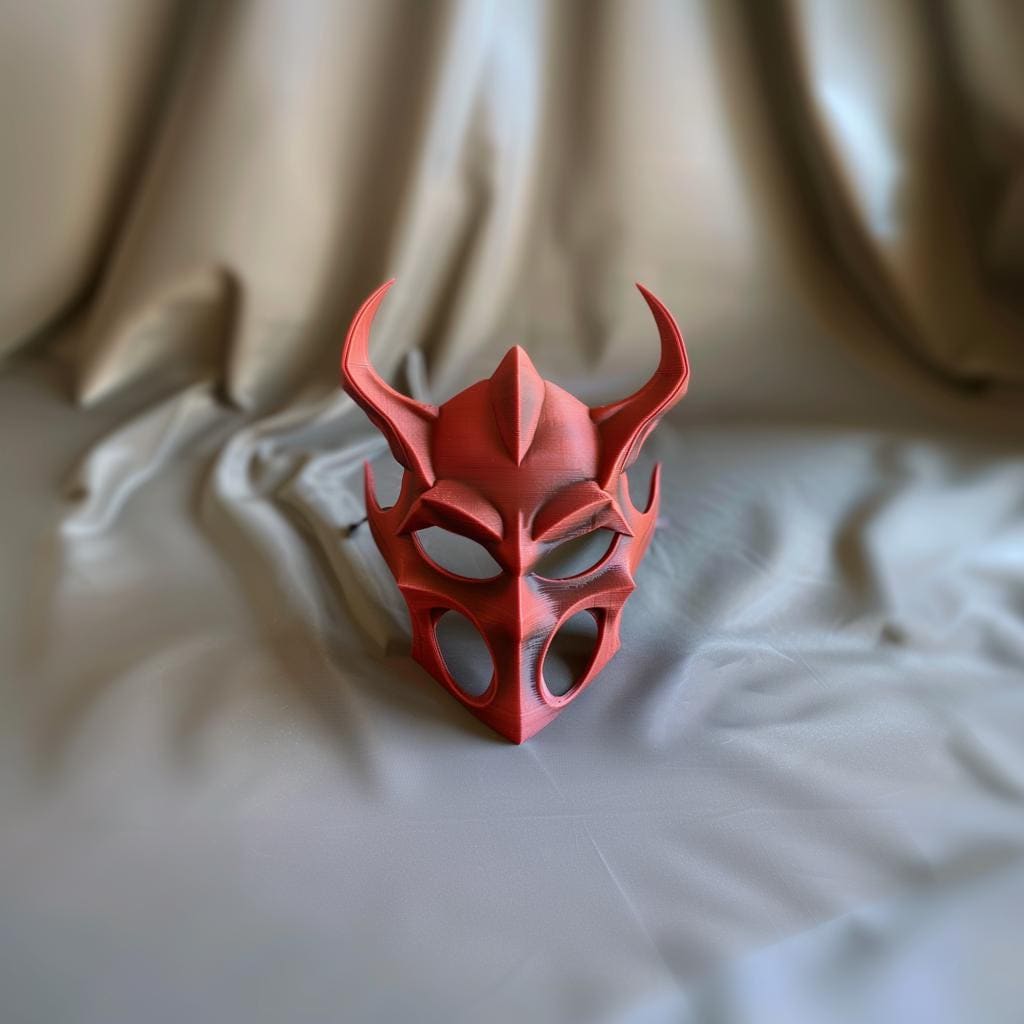 Alternate product view of 3D Printed Horned Demon Costume Mask.