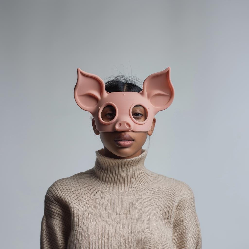 Alternate product view of 3D Printed Pig Costume Mask.