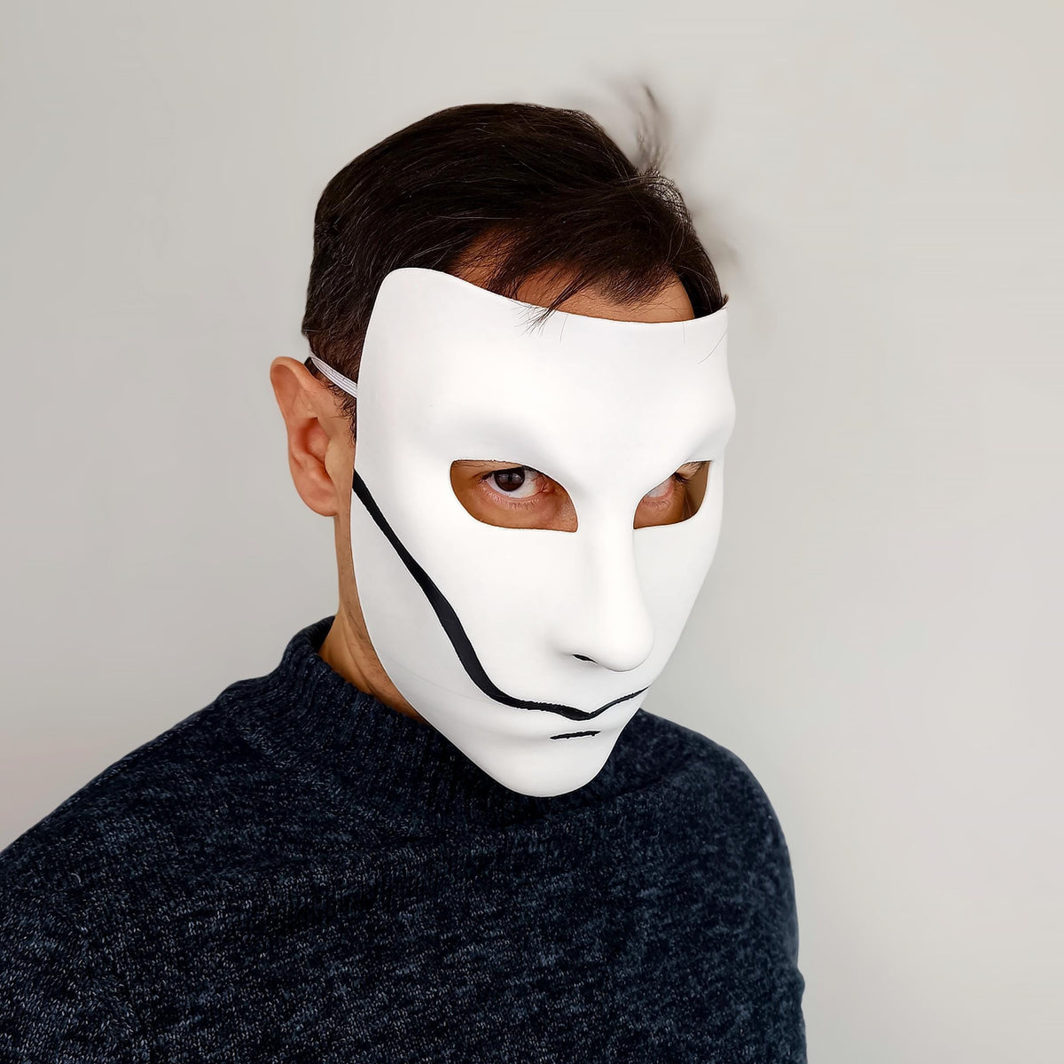 Additional product detail of 3D Printed Smiling Phantom Cosplay Mask.