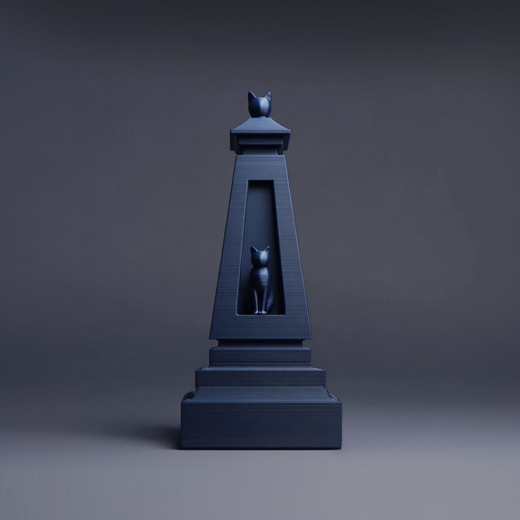 Alternate product view of 3D Printed Cat Obelisk Memorial Urn.