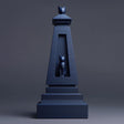 3D printed cat obelisk memorial urn with recessed cat figure and geometric form