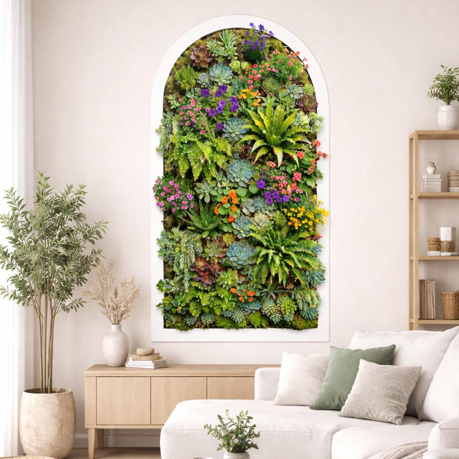 Succulent Wall Decal displayed in a room setting.
