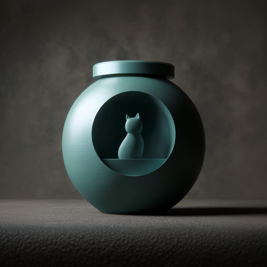 Product gallery view of 3D Printed Orb Cat Memorial Urn.