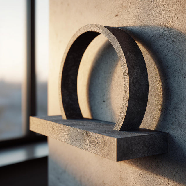3D printed arch ring wall shelf with circular geometric frame and small ledge