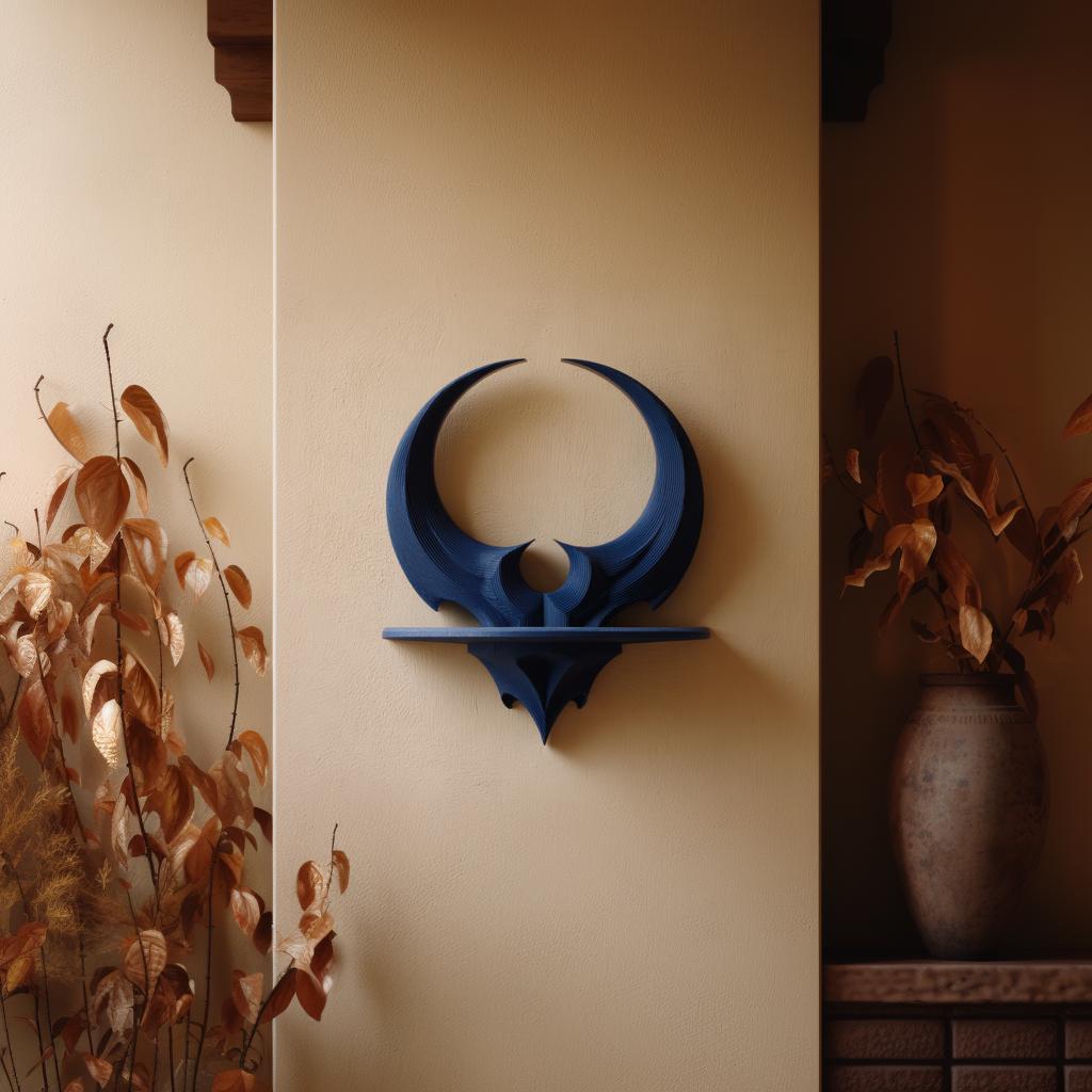 Additional product view of 3D Printed Horned Crescent Wall Shelf.