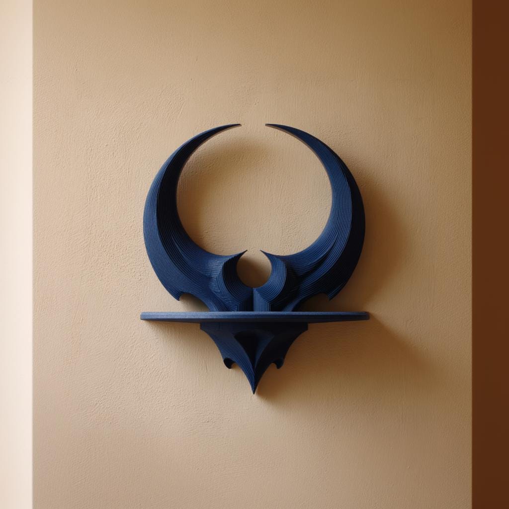 Alternate gallery view of 3D Printed Horned Crescent Wall Shelf.