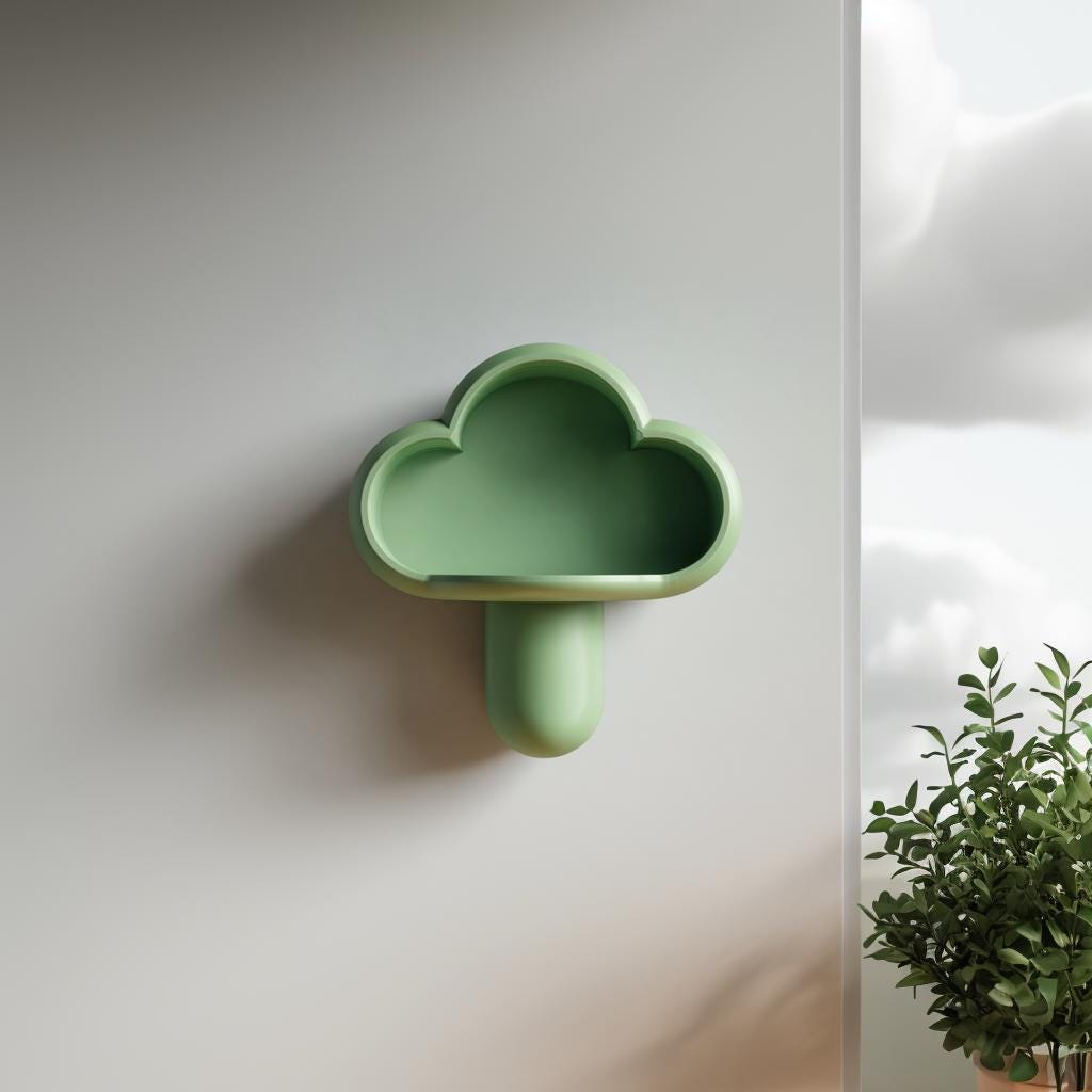Alternate product view of 3D Printed Cloud Wall Shelf.