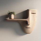 3D printed wall mounted shelf shaped like a minimalist face mask with a long nose-style floating ledge.