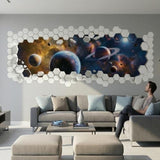 A horizontal 3D wall decal featuring a broken wall effect.