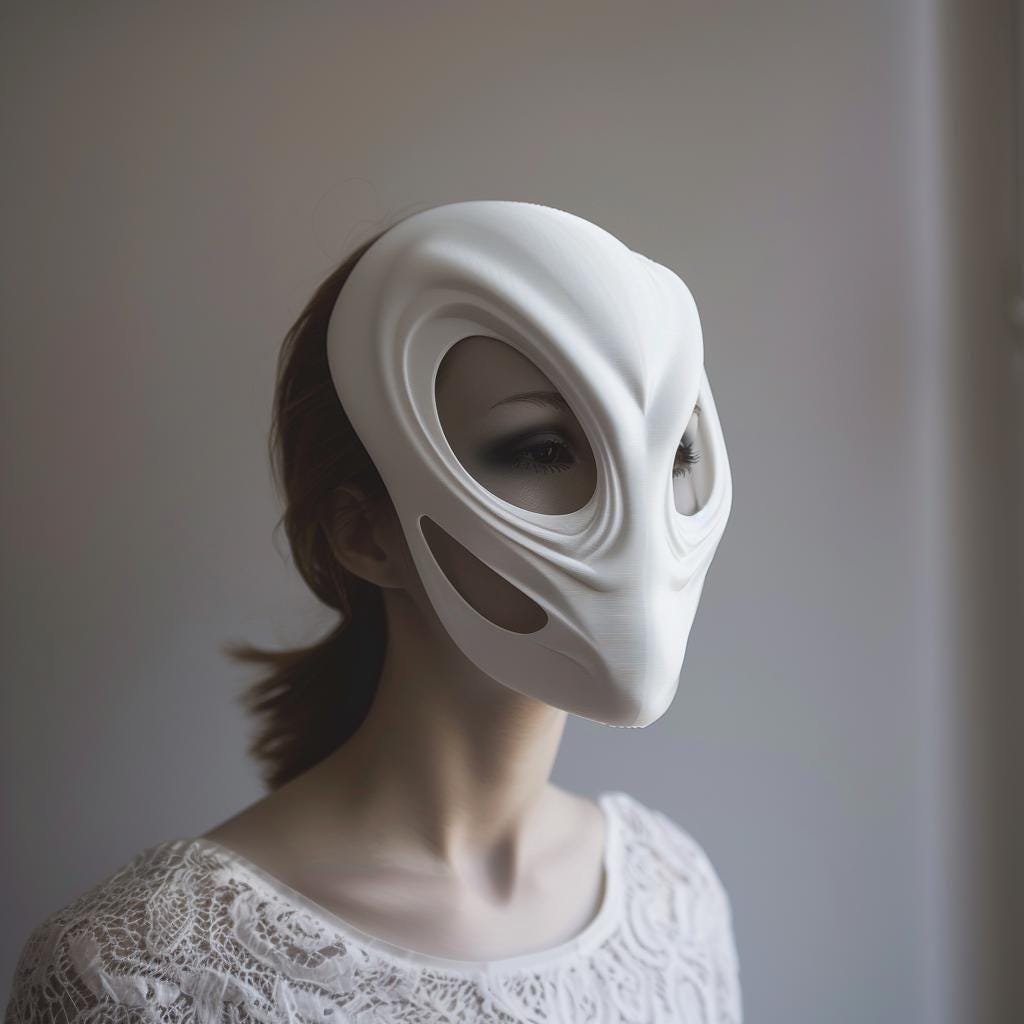 Product gallery view of 3D Printed Minimal Alien Costume Mask.