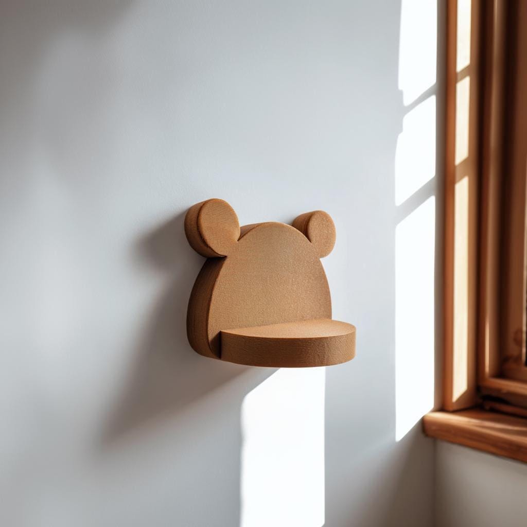 Alternate product view of 3D Printed Cute Bear Wall Shelf.