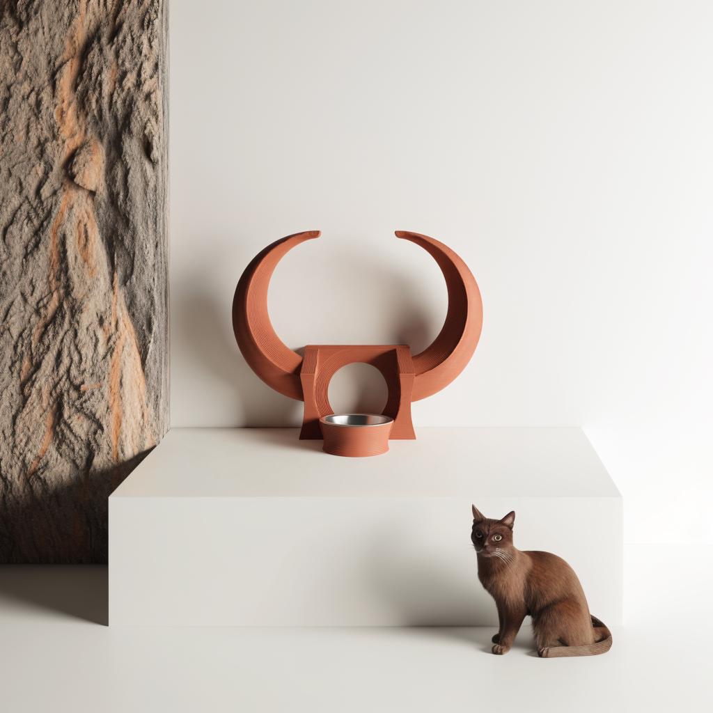 Alternate product view of 3D Printed Horned Pet Bowl Holder Stand.