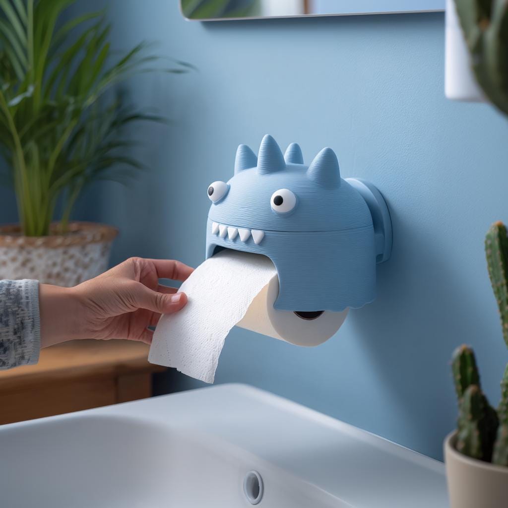 Product gallery view of 3D Printed Spiky Monster Toilet Paper Holder.