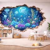 3D Underwater Wall Vinyl Decal displayed in a room setting.