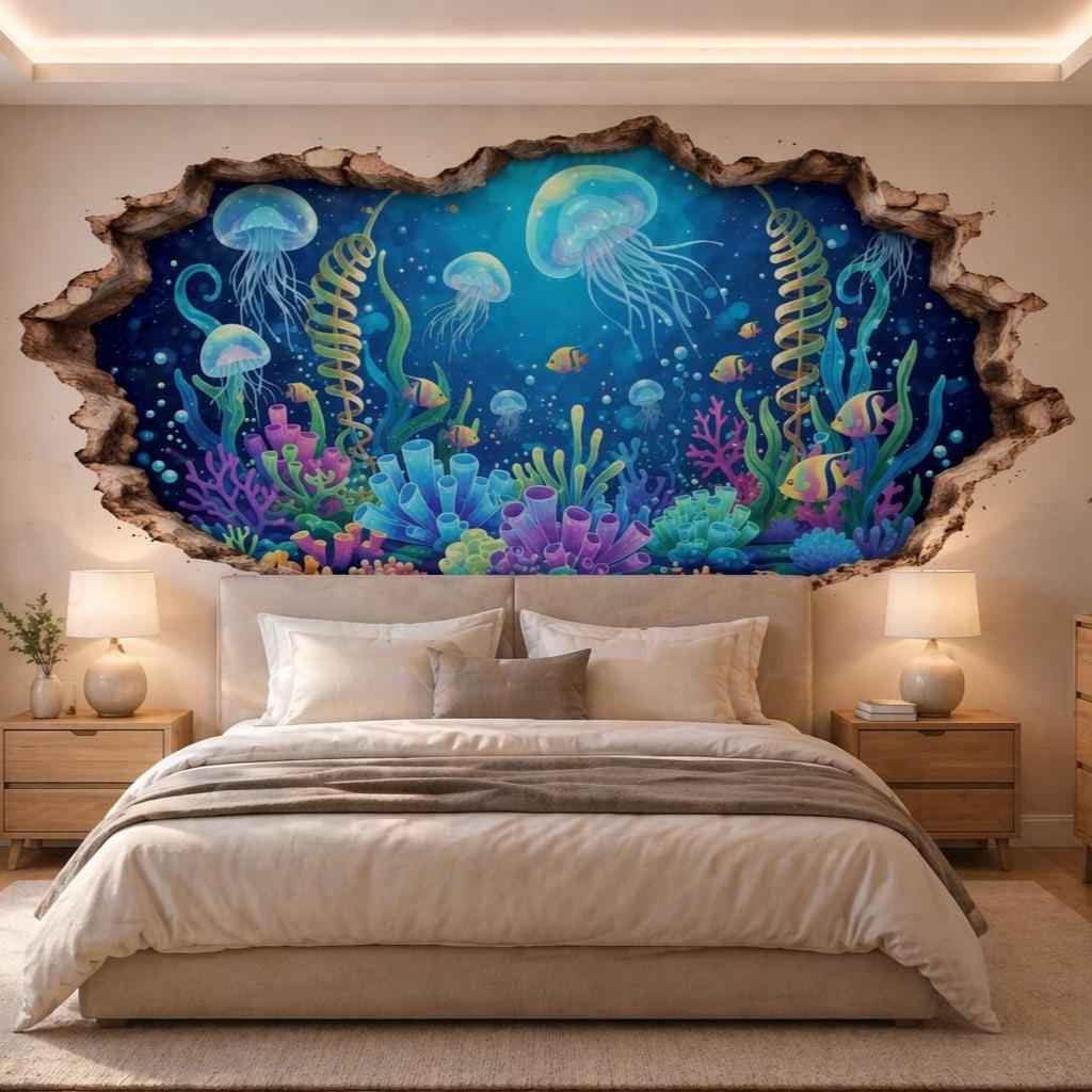 Additional product view of 3D Underwater Wall Vinyl Decal.