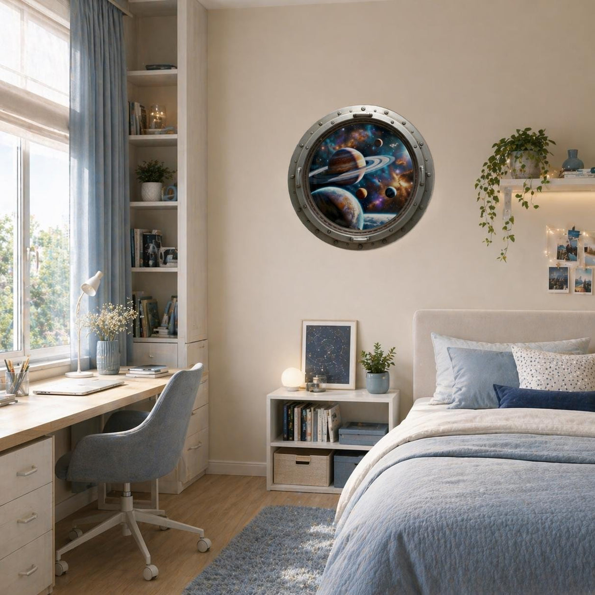Alternate product view of Space Porthole Wall Vinyl Decal.