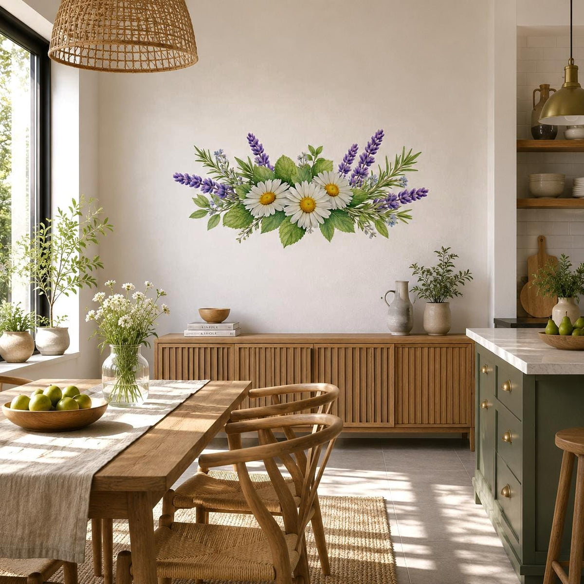 Product view of Daisy Lavender Wall Vinyl Decal.
