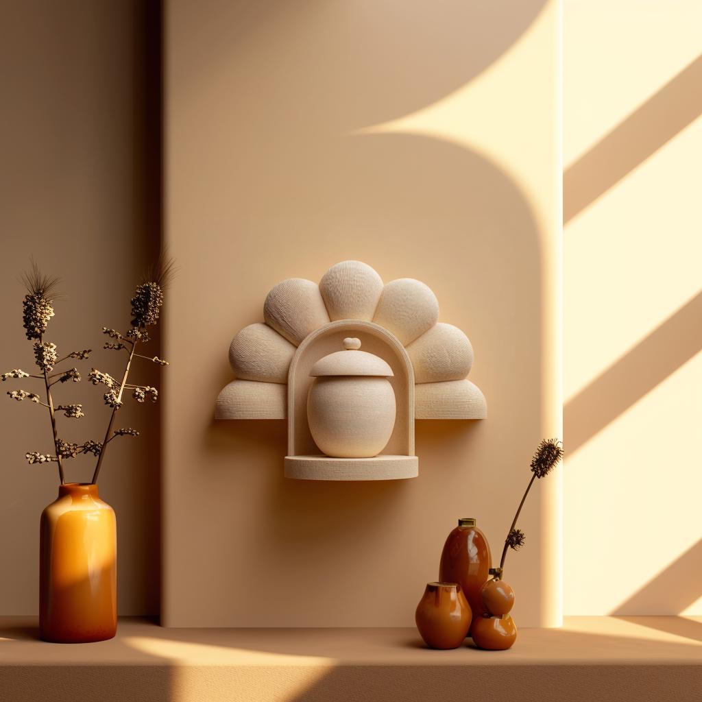 3D Printed Flower Memorial Wall Shelf with Urn shown in the product image.