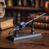 3D printed raven skull magic wand Design 2 with smooth skull tip and display stand