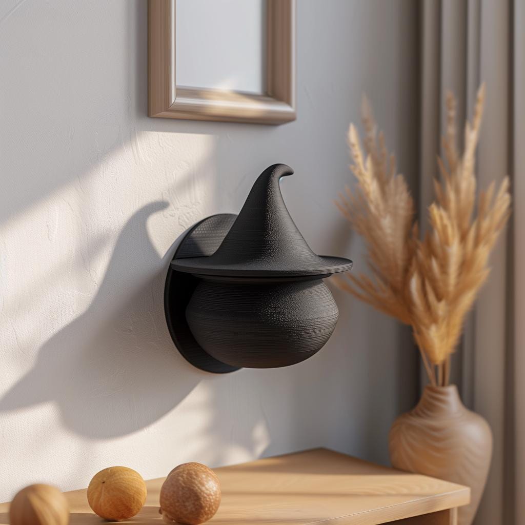 Product gallery view of 3D Printed Witch Hat Wall Shelf.