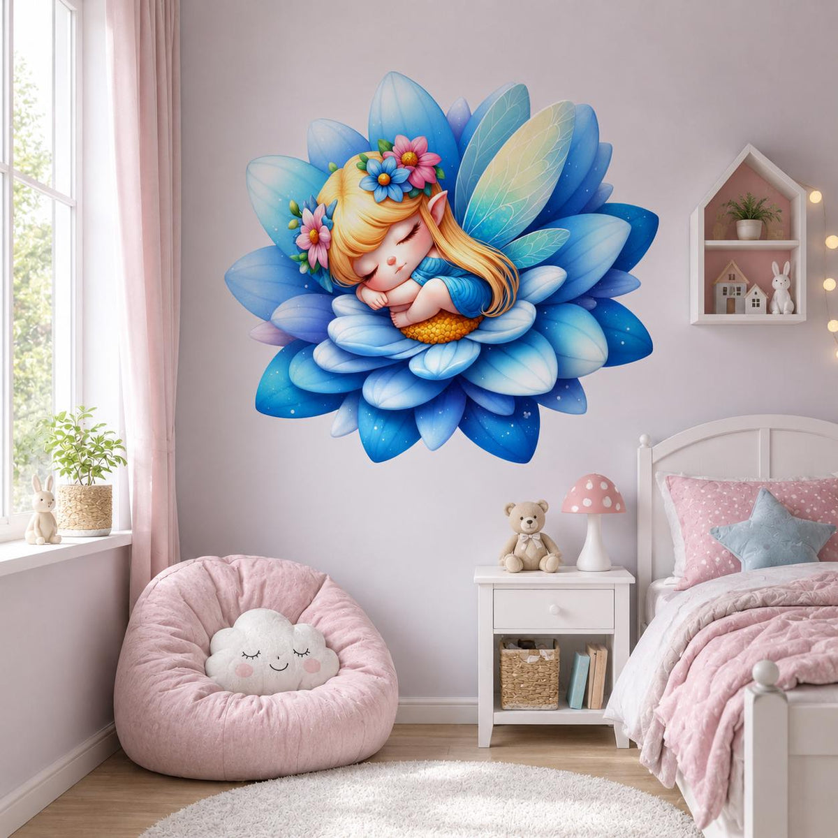 Product presentation view of Sleeping Fairy Wall Vinyl Decal.