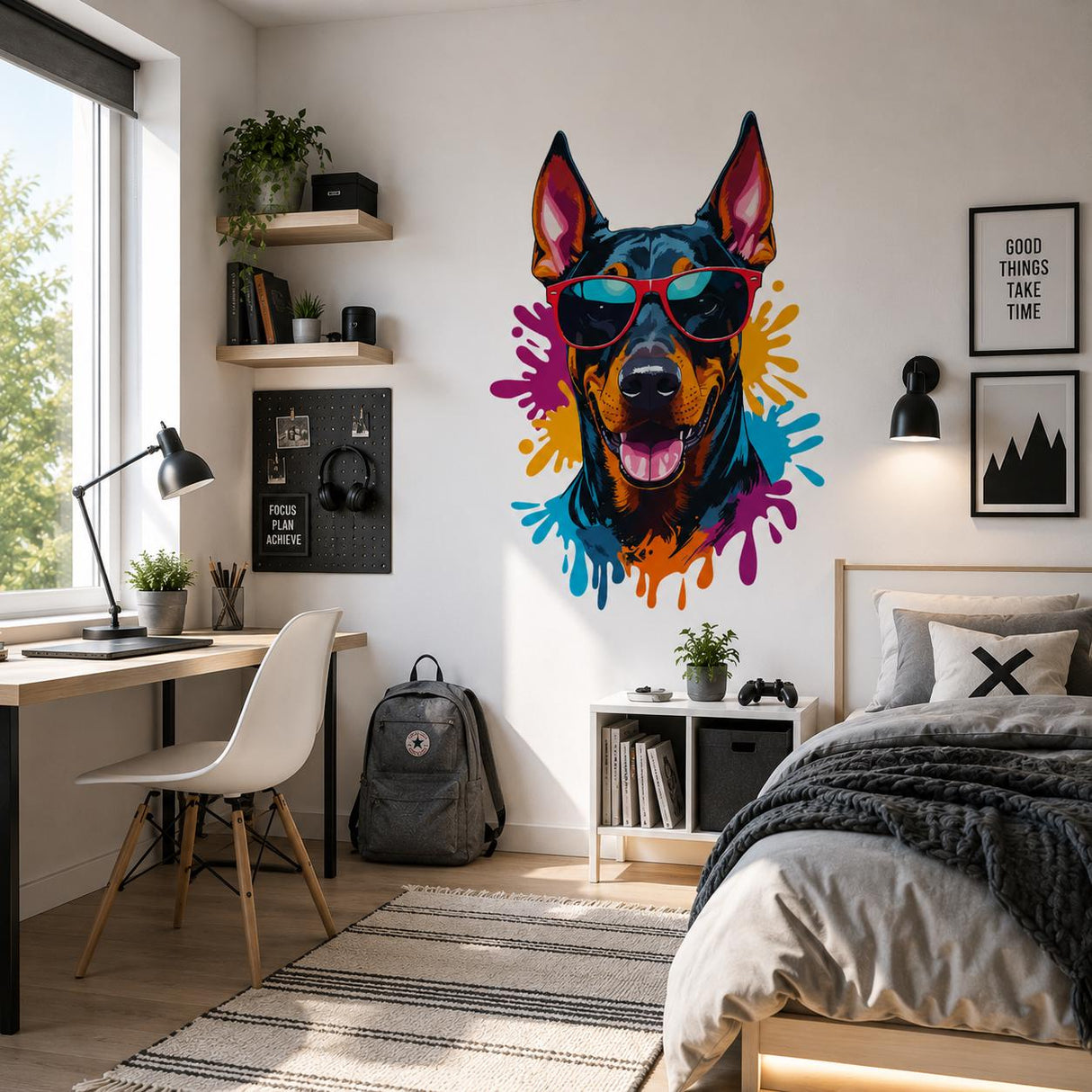 Alternate product presentation of Cool Doberman Wall Vinyl Decal.