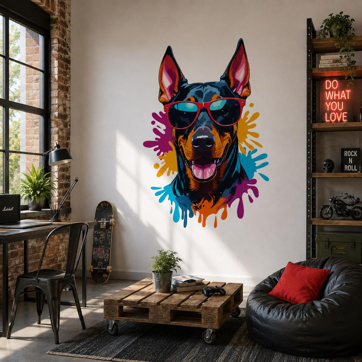 Additional product detail of Cool Doberman Wall Vinyl Decal.