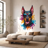 Cool Doberman Wall Vinyl Decal displayed in a room setting.