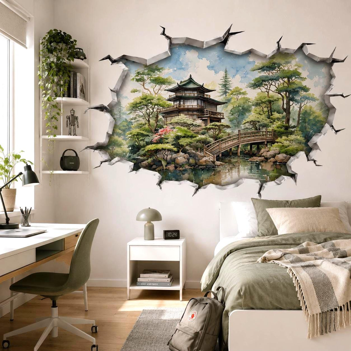 Additional product view of 3D Japanese Garden Wall Vinyl Decal.