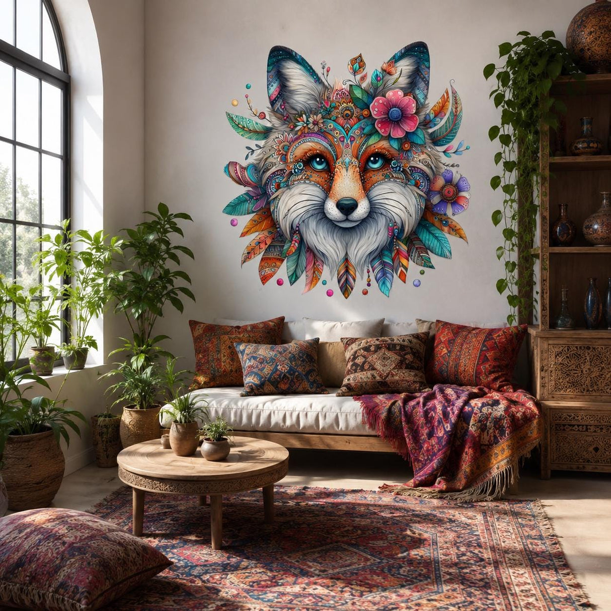 Product detail view of Boho Fox Wall Vinyl Decal.