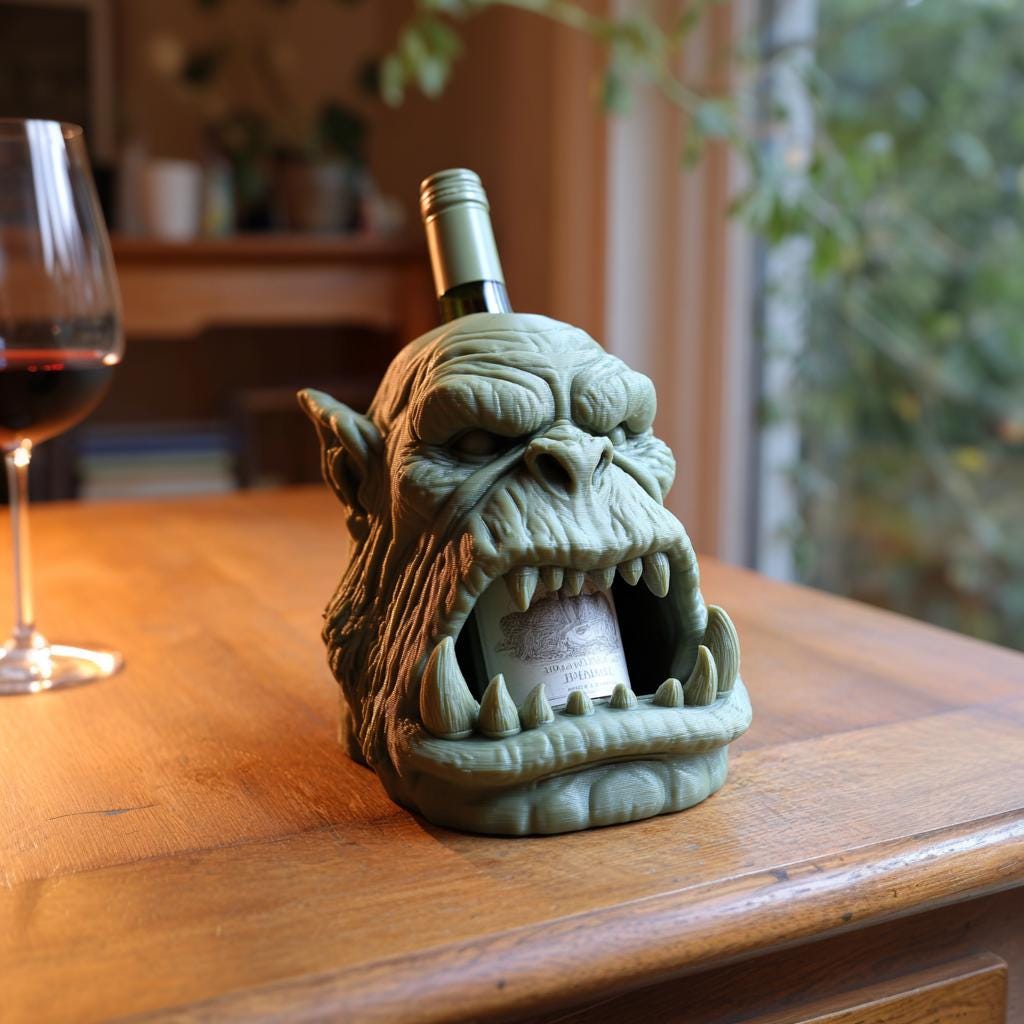 Fantasy character bottle holder displayed from another angle.