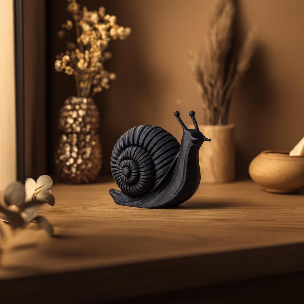 Alternate product view of 3D Printed Spiral Snail Sculpture.
