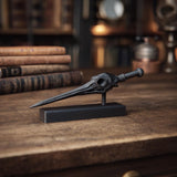 Product gallery view of 3D Printed Raven Skull Magic Wand with Stand.