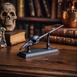 Product gallery view of 3D Printed Raven Skull Magic Wand with Stand.