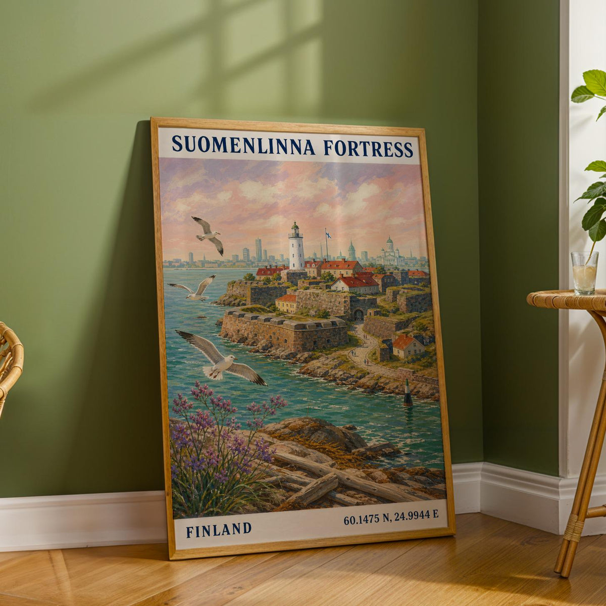 Product detail view of Suomenlinna Fortress Art Print Poster.