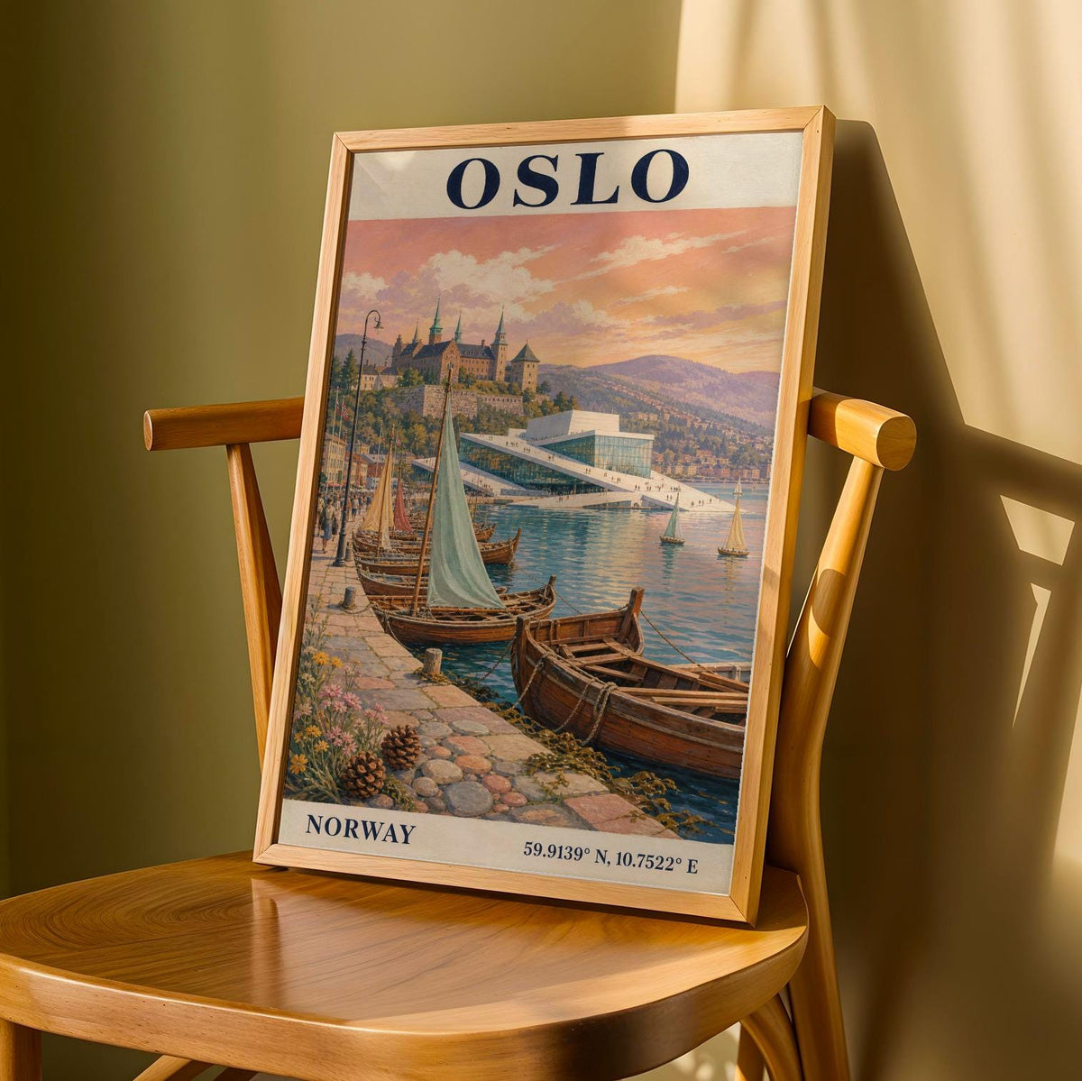 Product detail view of Oslo Harbor Travel Poster.