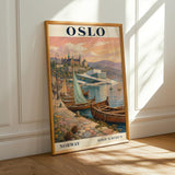 Alternate product presentation of Oslo Harbor Travel Poster.