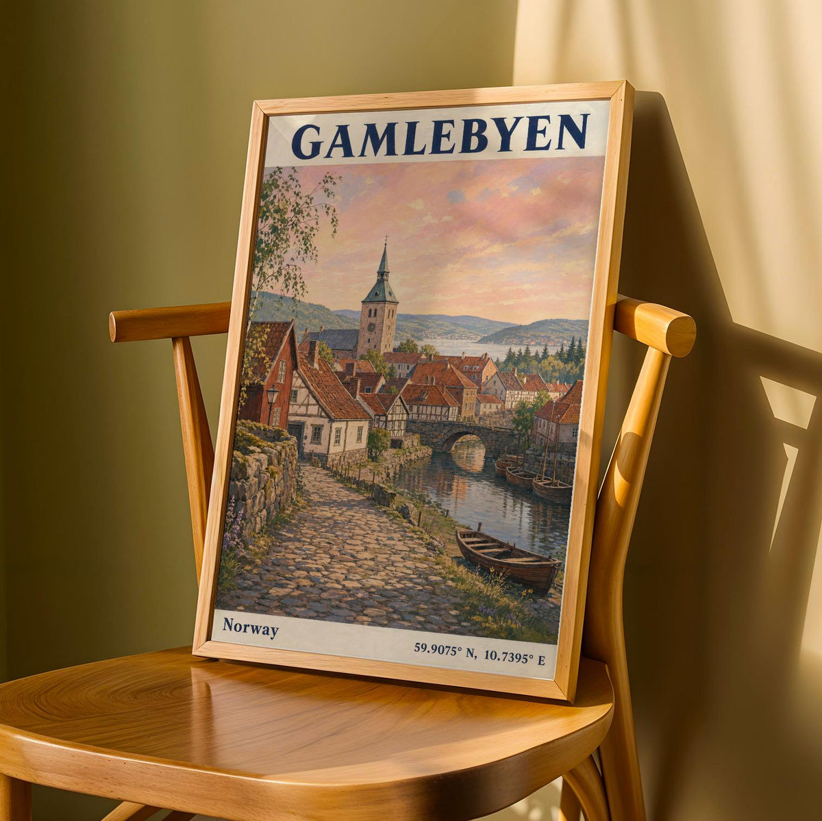 Product detail view of Gamlebyen Oslo Travel Poster.