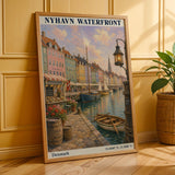 Alternate product presentation of Nyhavn Copenhagen Travel Poster.