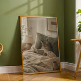 Additional product detail of Scandinavian Cat Reading in Bed Poster.